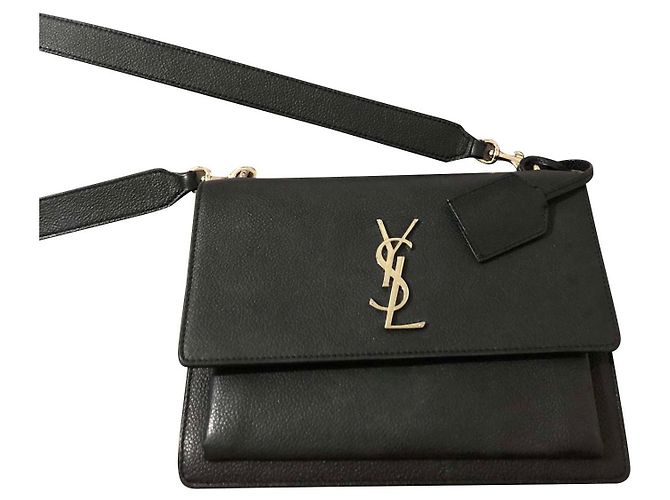 Borsa a mano Saint Laurent Sunset in pelle nera Nero