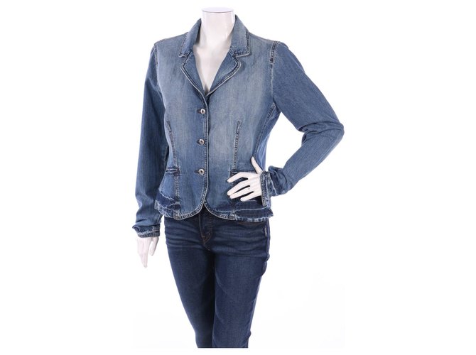 Armani Jeans Jackets Blue Cotton  ref.116281