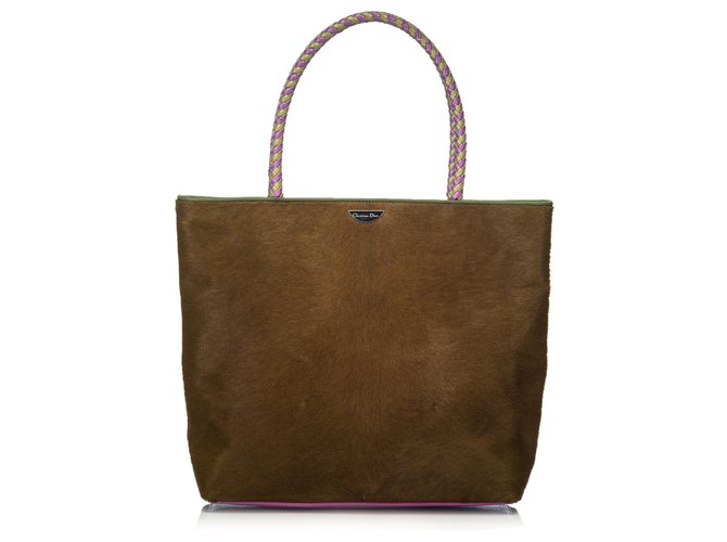 Dior Pony Hair Masai Tote Bag Brown Leather  ref.116303