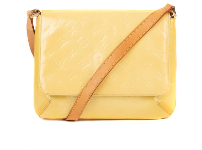 Louis Vuitton "Thompson Street" bag in yellow monogrammed patent leather! Brown  ref.116372