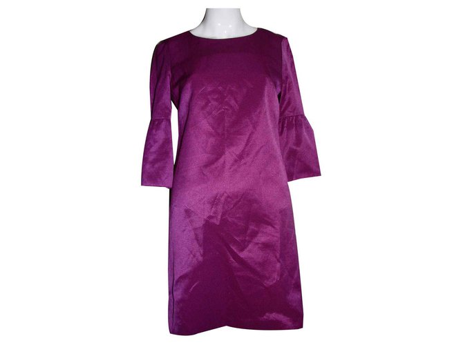 French Connection Satin dress with bell sleeves Pink Cotton Polyester  ref.116377