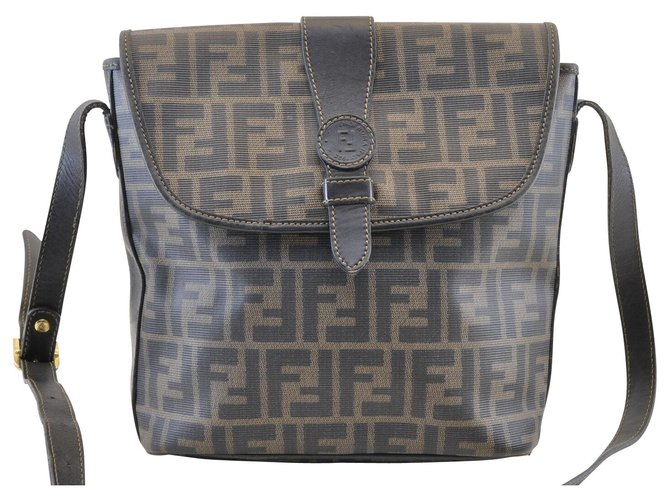 Fendi Zucca Shoulder Bag Brown Cloth  ref.116400