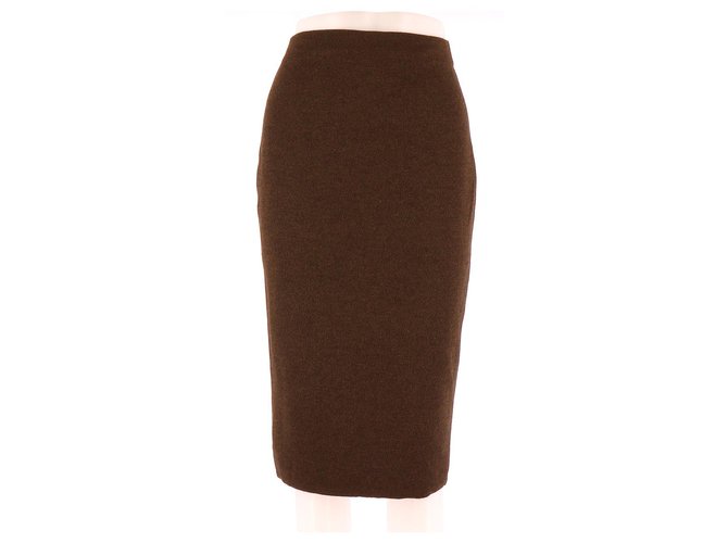 Max Mara Skirt suit Chocolate Wool  ref.116453