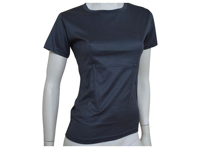 Céline Camiseta de algodón gris oscuro, talla S SMALL Gris antracita