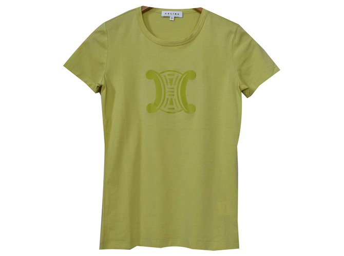 Céline Lime Green T-Shirt Tee Tamanho S PEQUENO Verde Algodão Elastano  ref.116511