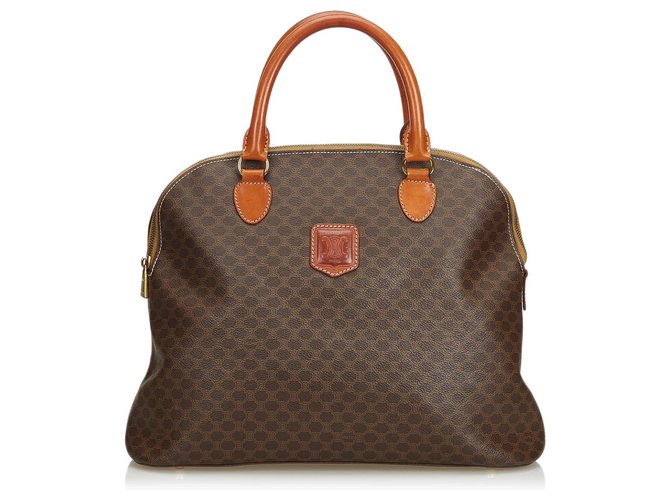 Céline Macadam Handbag Brown Leather Plastic  ref.116545