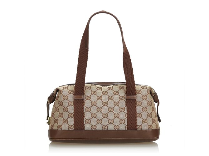 Gucci GG Jacquard Boston Bag Marrom Pano  ref.116562