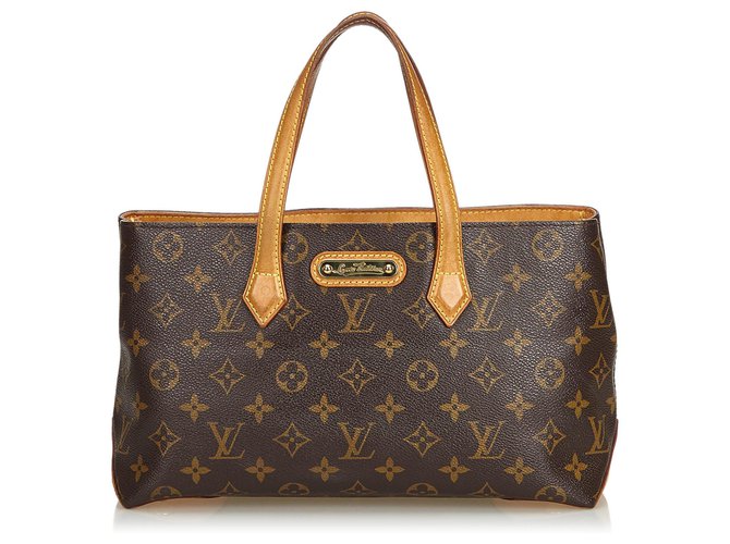 Louis Vuitton Monogram Wilshire PM Brown Leather Cloth  ref.116576