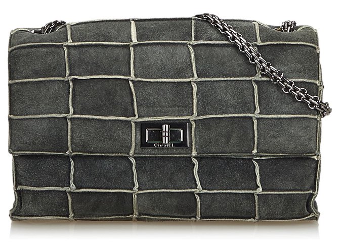 Chanel Reissue Patchwork Flap Bag Green Dark green Suede Leather  ref.116596