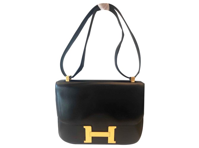 Hermès Hermes constance 23 cm Negro Cuero  ref.116605