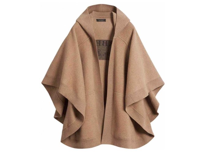 CAPE Poncho BURBERRY CAMEL hoodie cashmere wool blend new with no tag Caramel  ref.116619