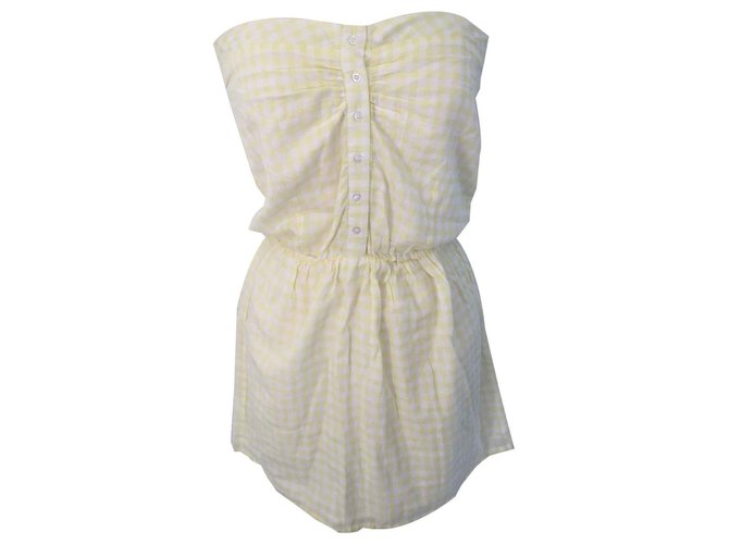 Bel Air New strapless dress White Yellow Cotton  ref.116668
