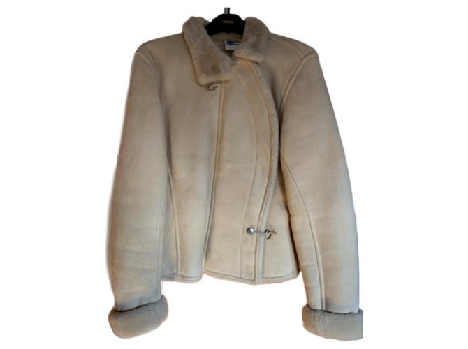Hermès Shearling jacket Eggshell Lambskin  ref.116686