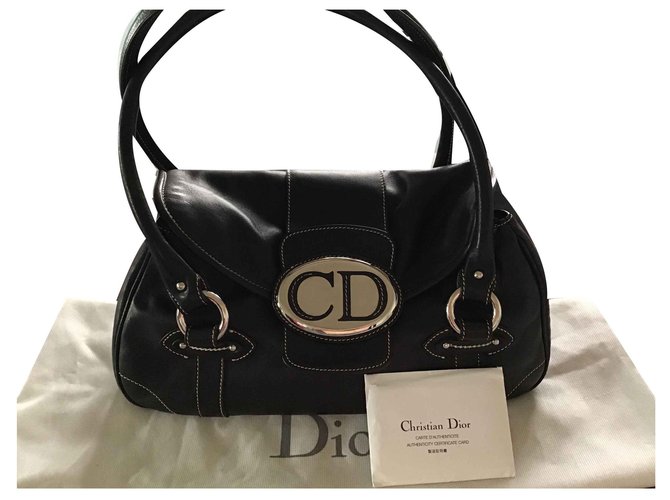 Dior VINTAGE handbags Black Leather  ref.116697