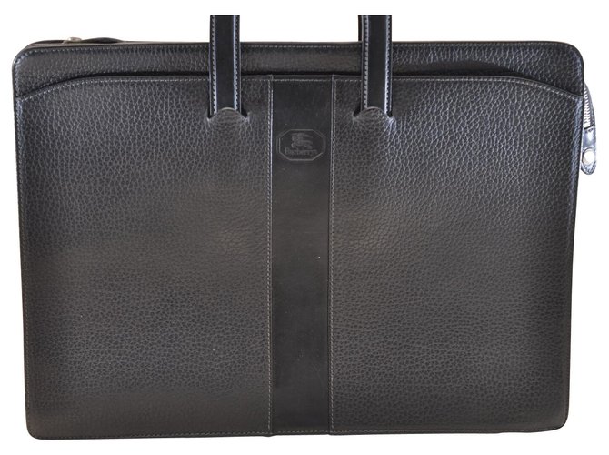 Burberry briefcase Black Leather  ref.116717