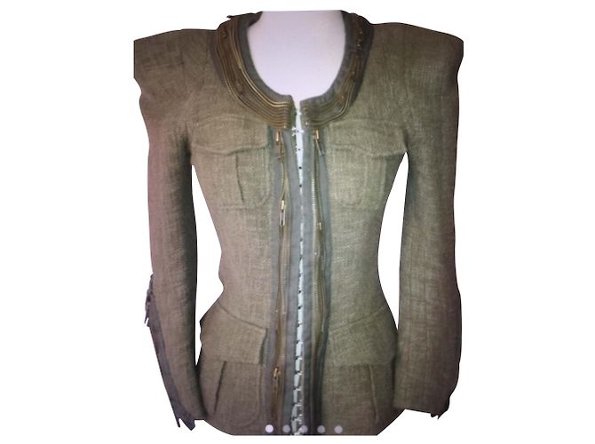 Balmain Jacke aus Baumwolle Khaki