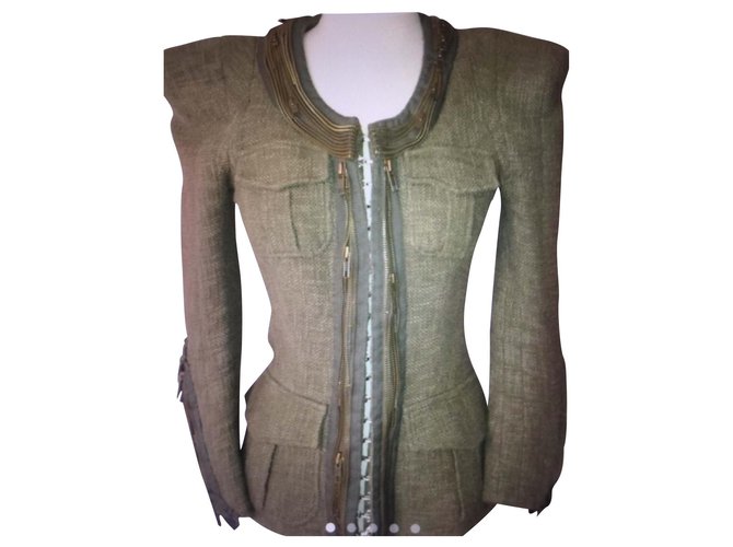 Chaqueta Balmain de algodón caqui 