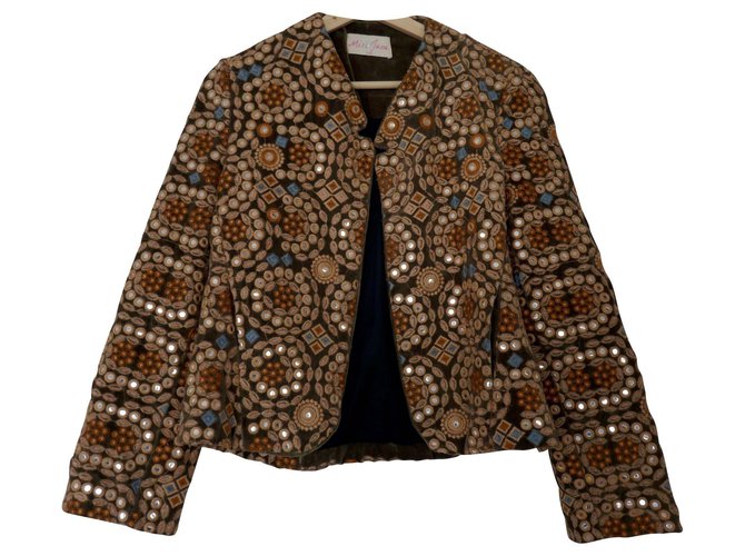 velvet jacket mirrors miss june Khaki Cotton  ref.116858