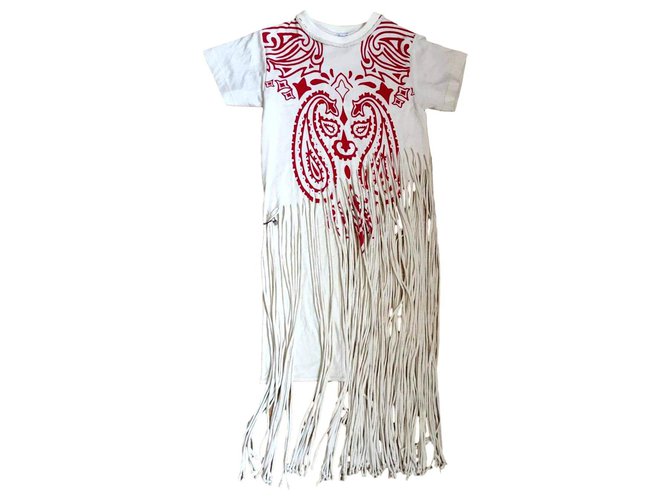 Loewe Fringe totem White Red Silk Cotton  ref.116941