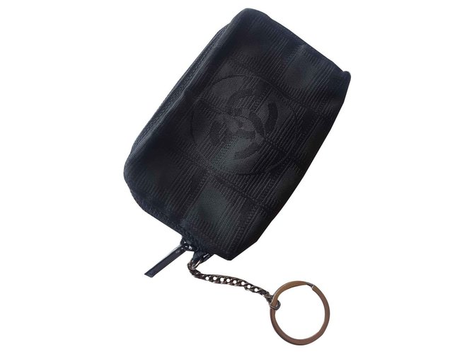 Chanel Camilia CC Coin Keychain Pouch-Black