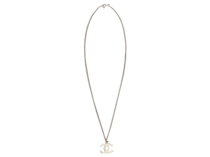 Halskette Chanel CC Elfenbeincreme Silber