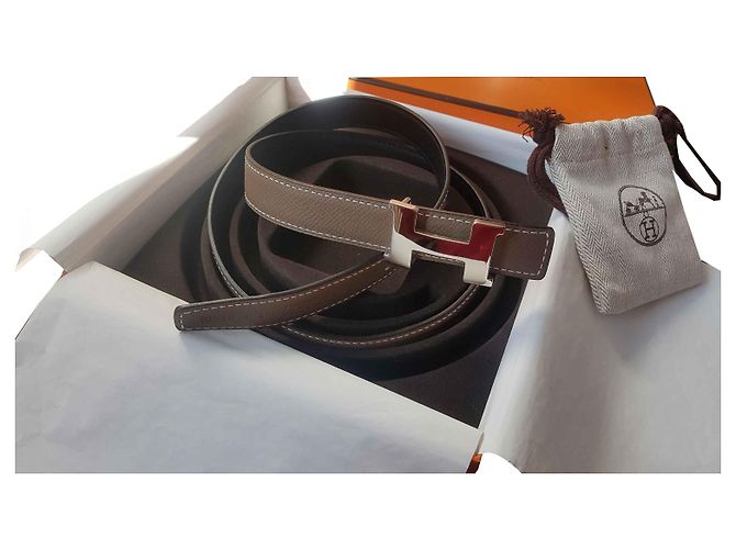 Hermès Hermes H belt constance mini Black Taupe