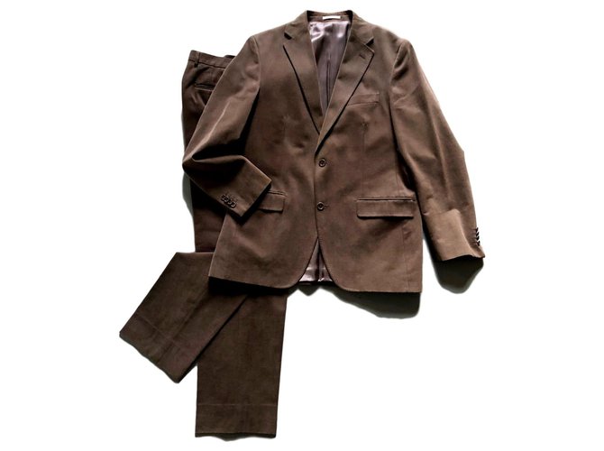 Traje marrón chaqueta Massimo Dutti 52/42 Pantalones 44 Castaño Algodón  ref.117008