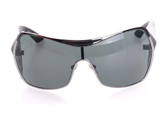 Dior Black Shield Wrap Around Gafas De Sol Negro Metal  ref.117046