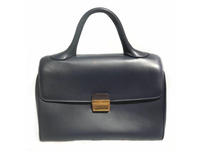 Céline Celine Black Leather Handbag Nero Pelle Vitello simile a un vitello  ref.117061