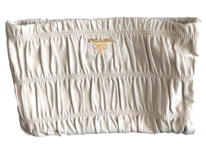Prada Cream nappa leather clutch bag Beige  ref.117089