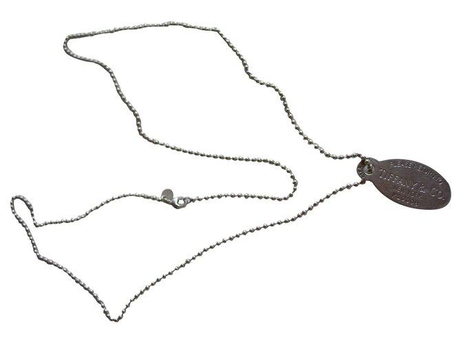 Tiffany & Co Etichetta ovale lunga collana Return to Argento Argento  ref.117112