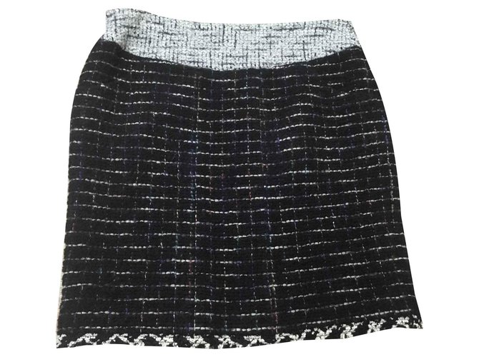 Chanel Afueras Negro Multicolor Beige Tweed  ref.117124
