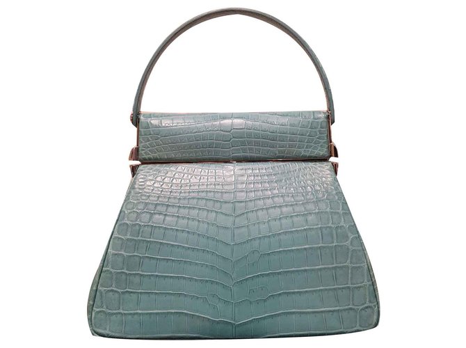 Dior crocodile bag Blue Exotic leather  ref.117128