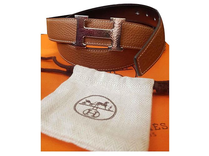 Hermès Hermes H belt constance Brown Black Metallic