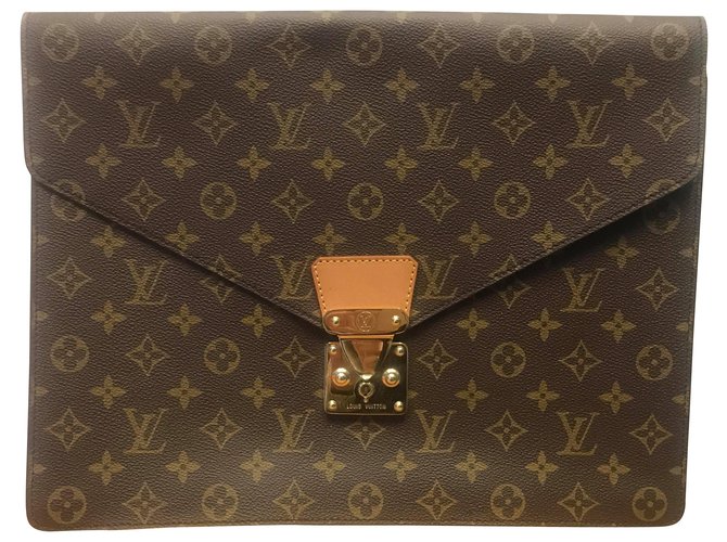 Louis Vuitton Porte document ambassadeur Brown Cloth  ref.117155
