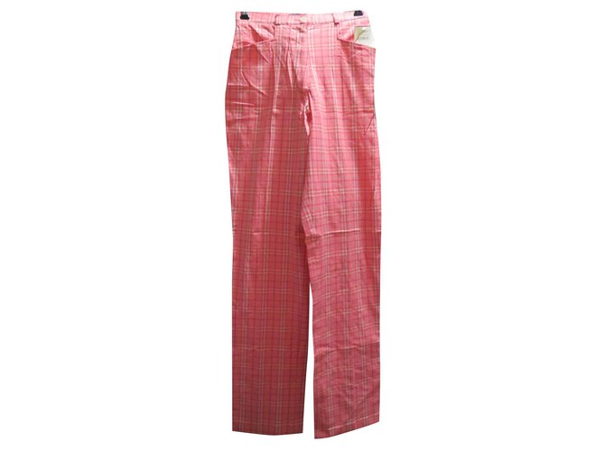 Burberry size UK women's trousers 8 nine label size 36 Pink Cotton  ref.117156