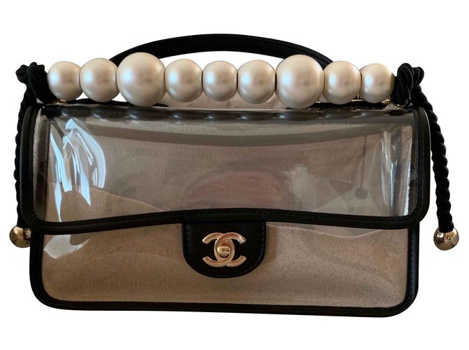 Chanel Bolsa de lona de PVC Coco Sand Negro Plástico  ref.117203