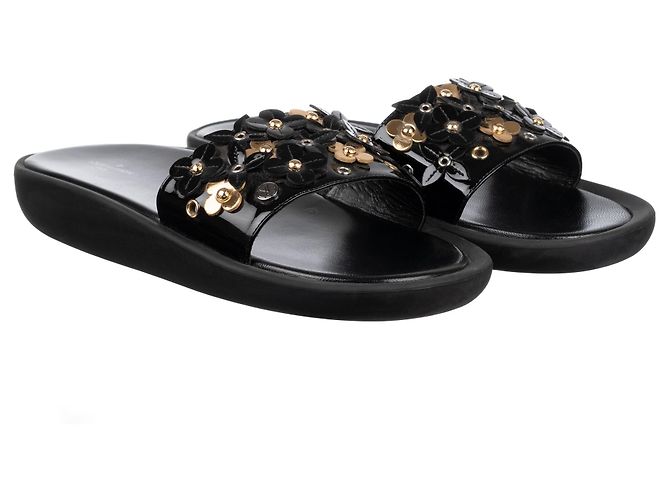 Sandalias Louis Vuitton "Sunbath Flat Mule", taille 39, ¡Nueva condición! Negro