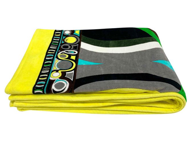 Emilio Pucci Serviette de plage en coton imprimé Multicolore  ref.117226