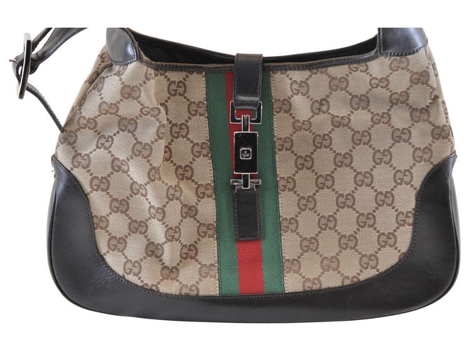 Gucci Sherry Line GG Shoulder Bag Brown Cloth  ref.117236