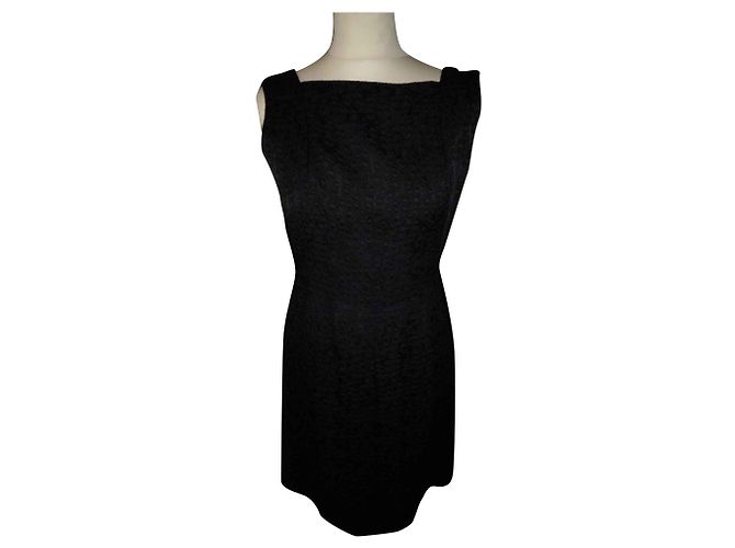 Autre Marque Schwarzes Kleid mit Blasenmuster im 60er Stil