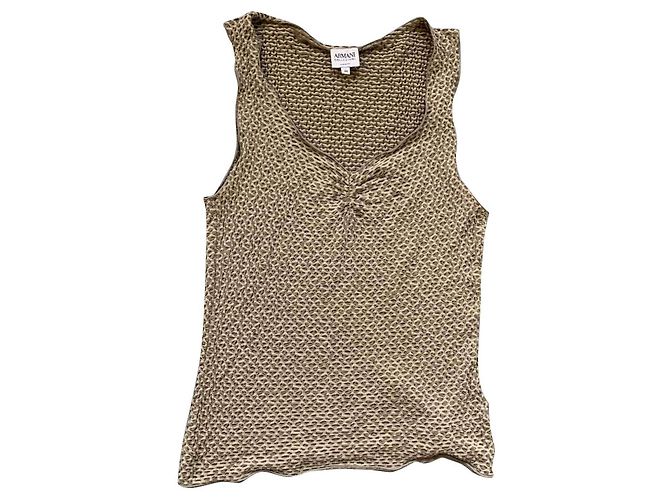 Giorgio Armani Collezioni Netzstretchoberteil Anthrazit Beige