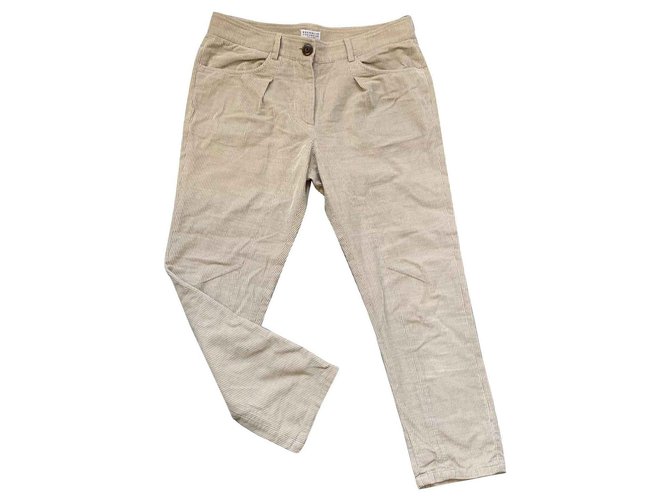 Brunello Cucinelli Pants, leggings Beige Cotton  ref.117282