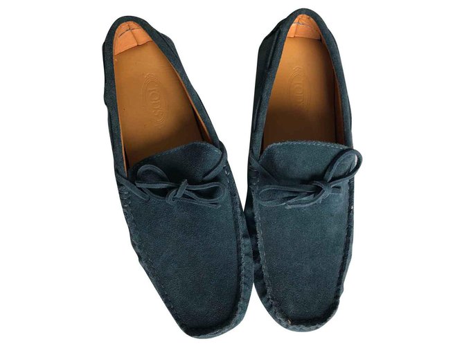 Tod's Gommino Suede Driving Shoes Blu Svezia  ref.117299