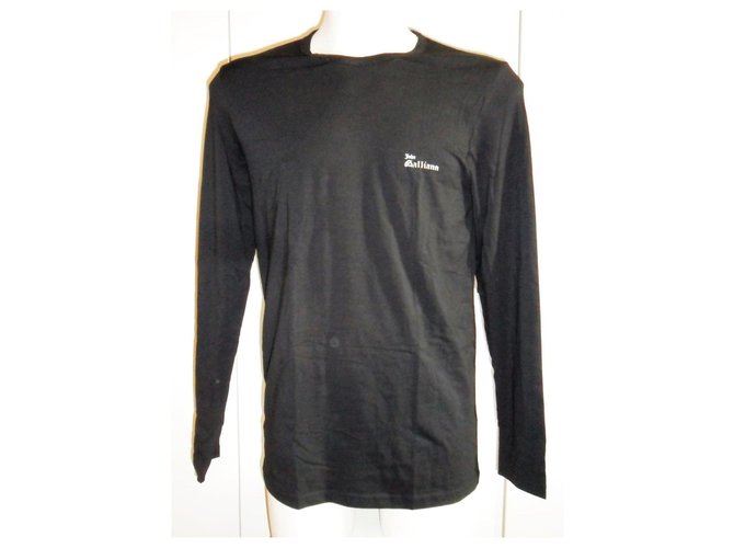 JOHN GALLIANO LANGARM T-SHIRT MITTL Schwarz Baumwolle Lycra  ref.117300