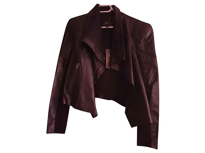 BCBG Max Azria schwarze Lederjacke