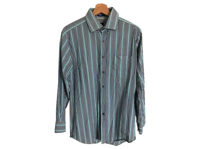 Camicia Paul Smith Bianco Blu Verde Cotone  ref.117306