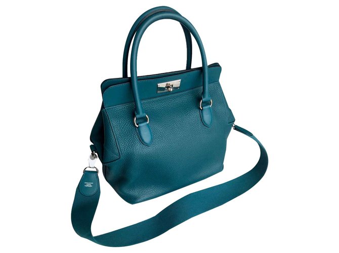 Hermès Boîte à outils 26 en cuir swift & Clemence Bleu Turquoise  ref.117315