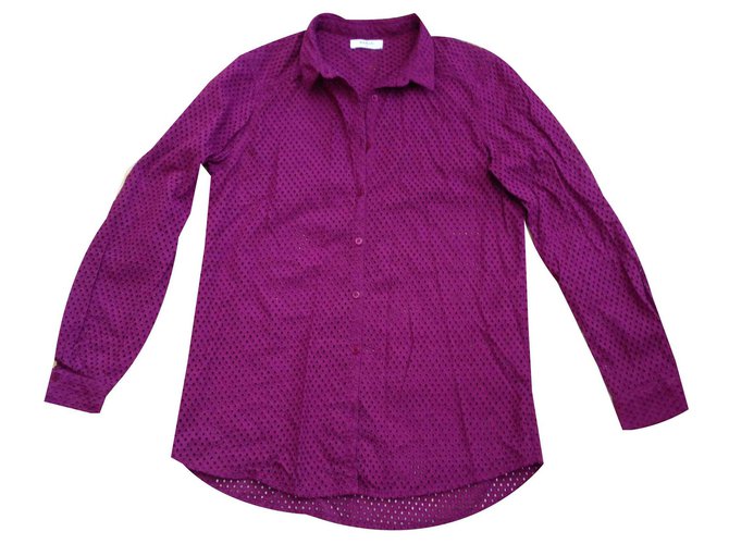 Bash Burgundy cotton shirt with English embroidery spirit Dark red  ref.117336
