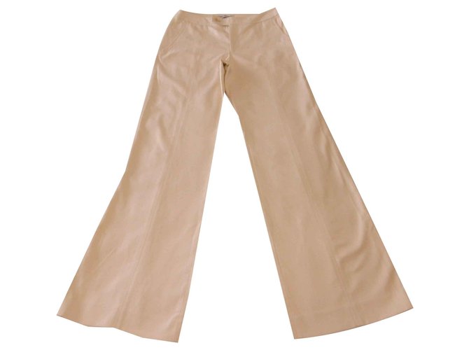 Issey Miyake trousers Beige Cotton Linen  ref.117356